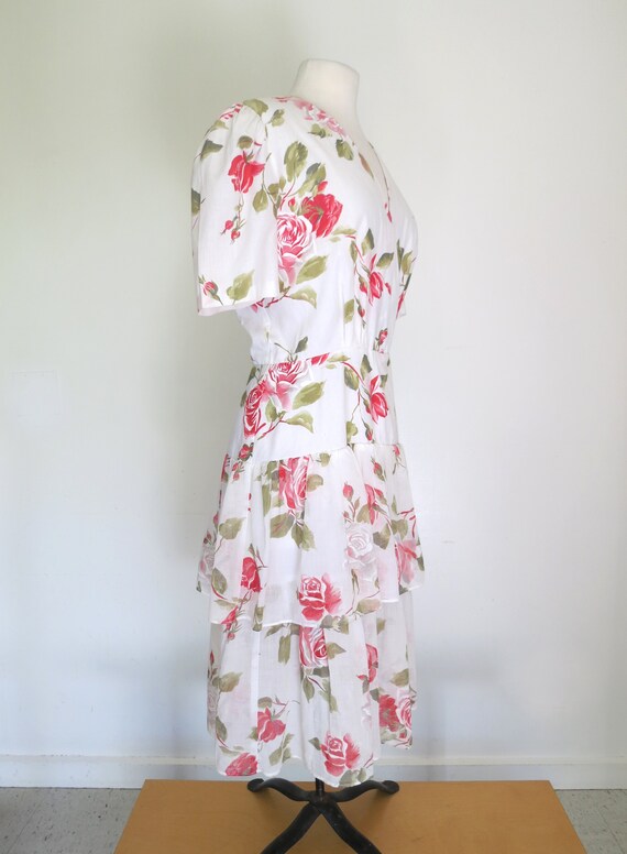 1980s floral romantic tiered dress - image 5