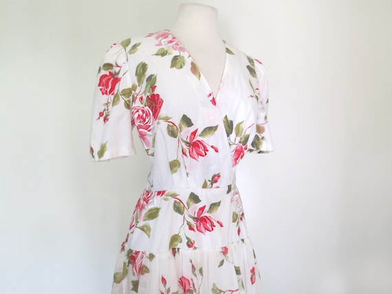 1980s floral romantic tiered dress - image 2
