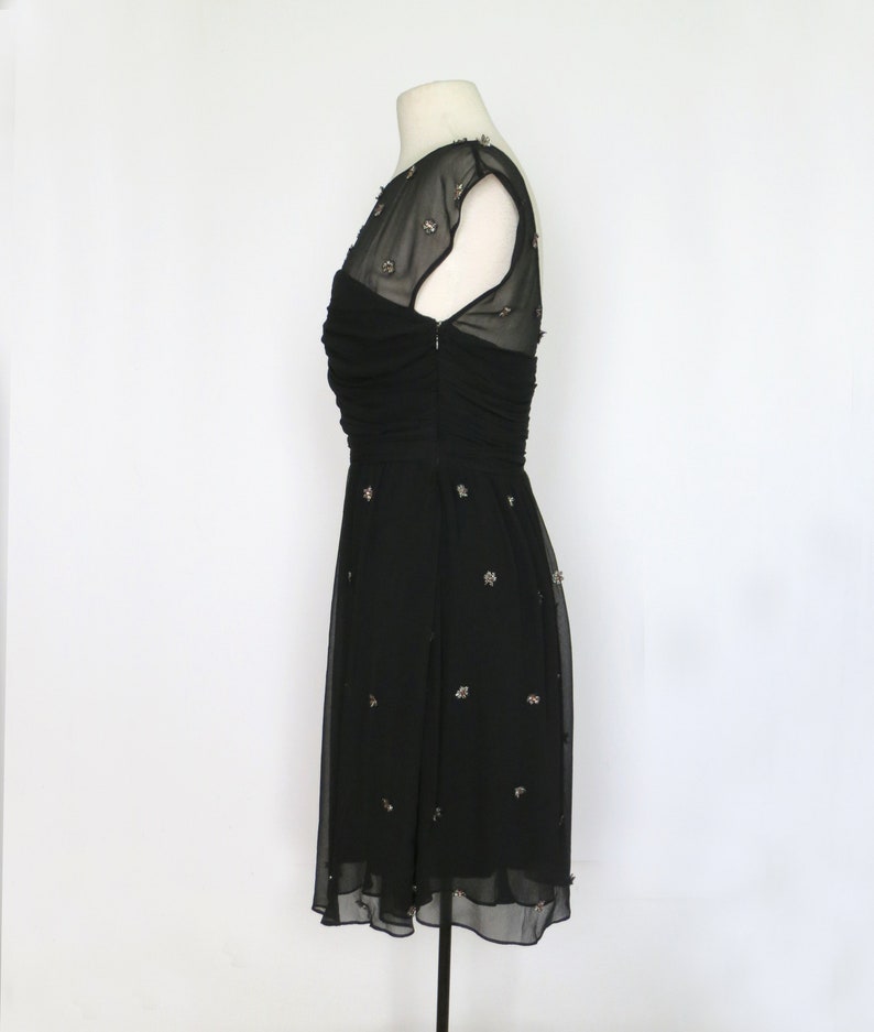 Retro 1950s Design Little Black Party Dress with Beaded Chiffon