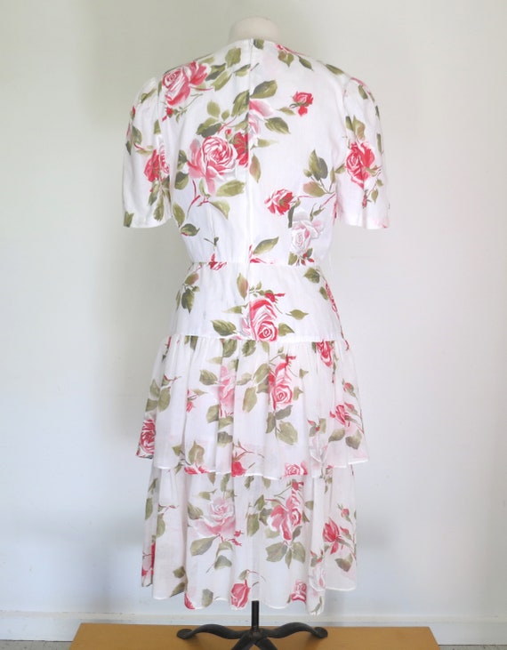 1980s floral romantic tiered dress - image 4