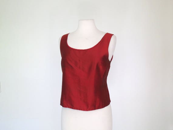 1990s metallic red silk minimal tank