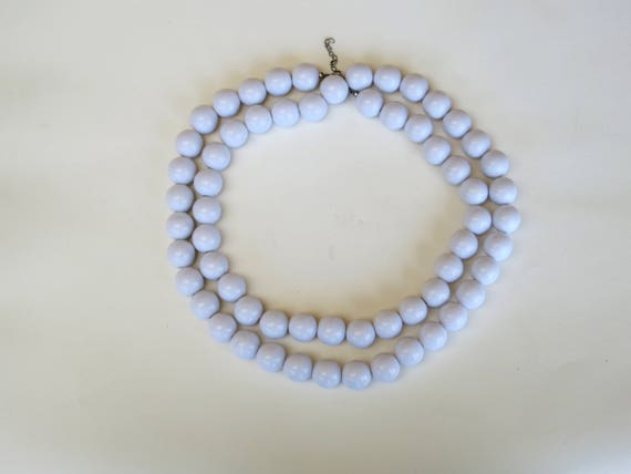 1960s mod extra long white necklace