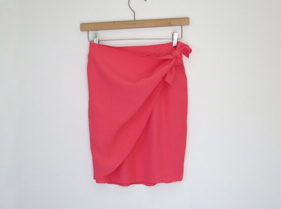 1990s neon pink wrap skirt