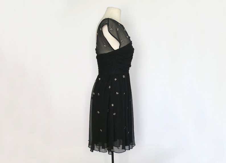 Retro 1950s Design Little Black Party Dress with Beaded Chiffon