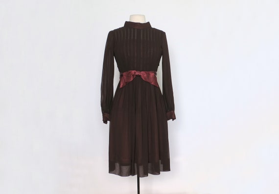 1960s Chiffon LBD with mock neck