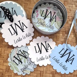 Geschulpte monogramlabels| Cadeauverpakkingen| Set van 24 inch