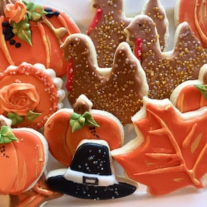 Thanksgiving Cookies| Pumpkin Cookies| Decorated Sugar Cookies