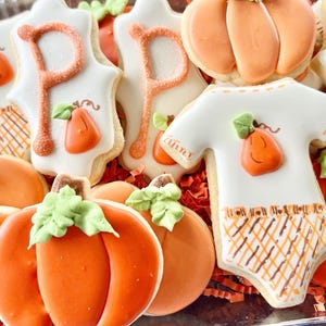 Pumpkin Cookies| Fall Leaves |Decorated Sugar Cookies| Baby Shower Cookies