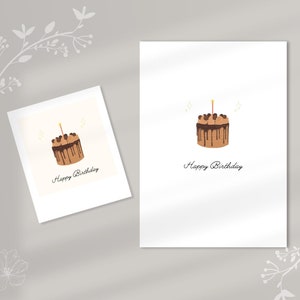 Cartão de aniversário para impressão, cartões em branco para download, cartão dobrável "Feliz aniversário", 5x7 polegadas e dois cartões Polaroid de 2,10x3,45 polegadas