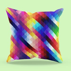 Colorful Modern Geometric  Statement Pillow II, Abstract Pattern Cushion, Vibrant Throw Pillow, Bold Home Decor, Contemporary Accent Cushion