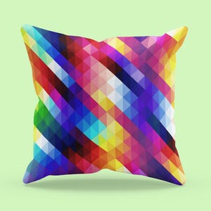 Colorful Modern Geometric  Statement Pillow I, Abstract Pattern Cushion, Vibrant Throw Pillow, Bold Home Decor, Contemporary Accent Cushion