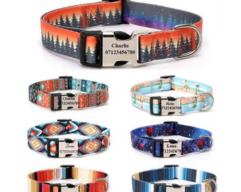 Custom Dog Collar with Engraved Name Tag, Durable Nylon for Small to Large Dogs