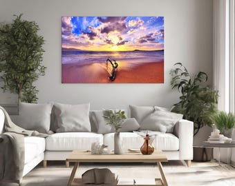 Tropical Mural, Sunset Beach Scene in Self-Adhesive Vinyl