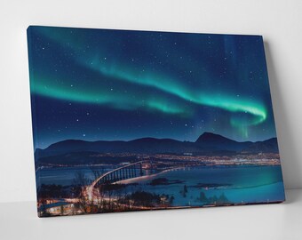 Colorful Aurora Art, Northern Lights Wall Print With Self-Adhesive Vinyl Option