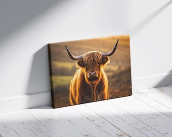 Abstract Cow Art, Multicolour Highland Wall Decor with Canvas, Poster, or Vinyl Options