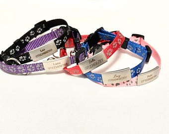 Personalized Cat Collar Reflective : Customized Laser Engraved Name Phone Number ID Tag, Breakaway Buckle