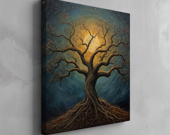 Tree Of Life Art Canvas Print, Vibrant Multicolour Wall Decor