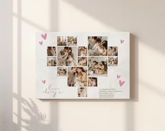 Personalised Canvas Heart Photo Collage, Custom Family Wall Art