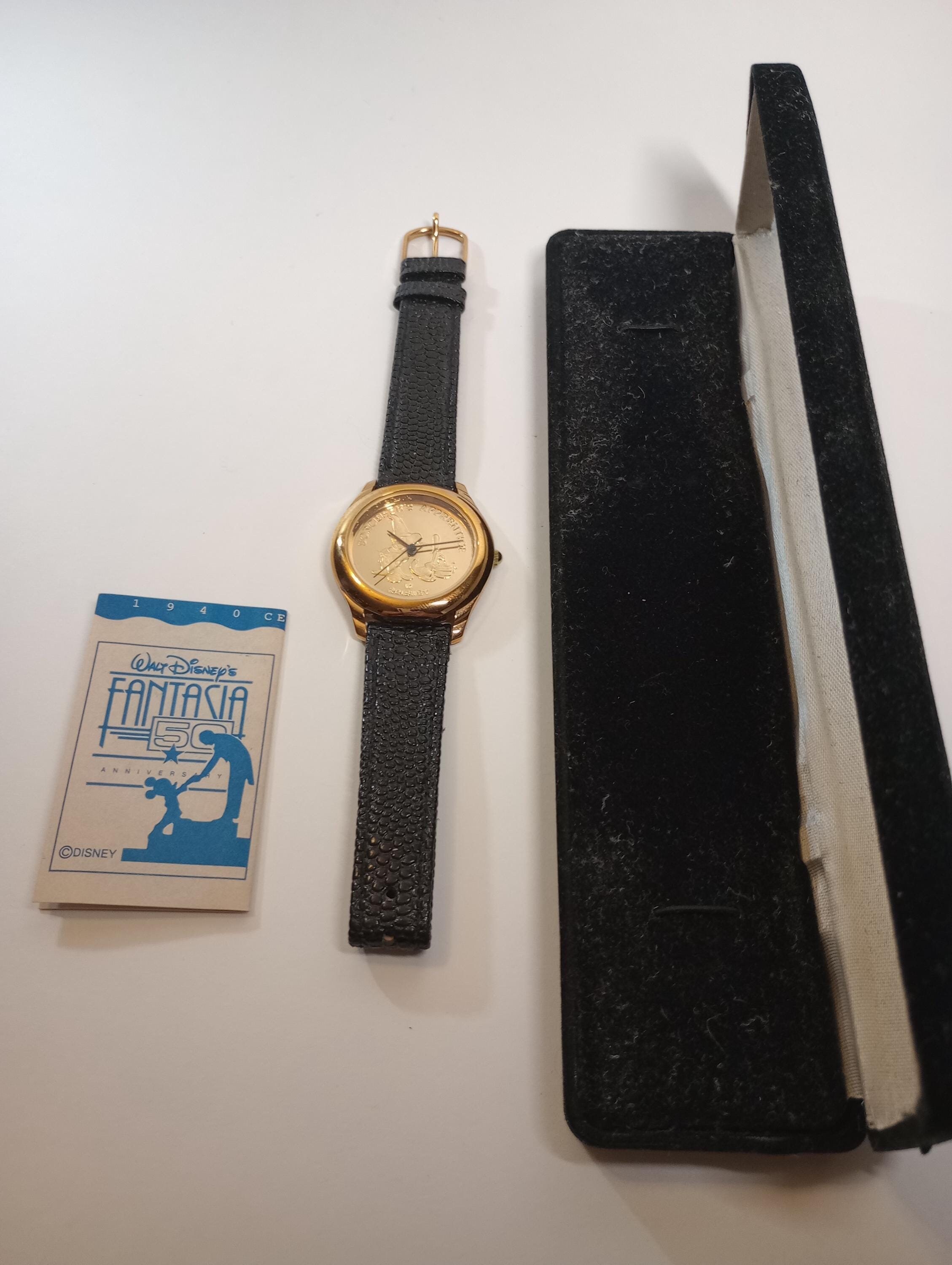 Disney Sorcerer Mickey Gold Tone Watch with Black Strap Never Used Disney Sorcerer main image 4