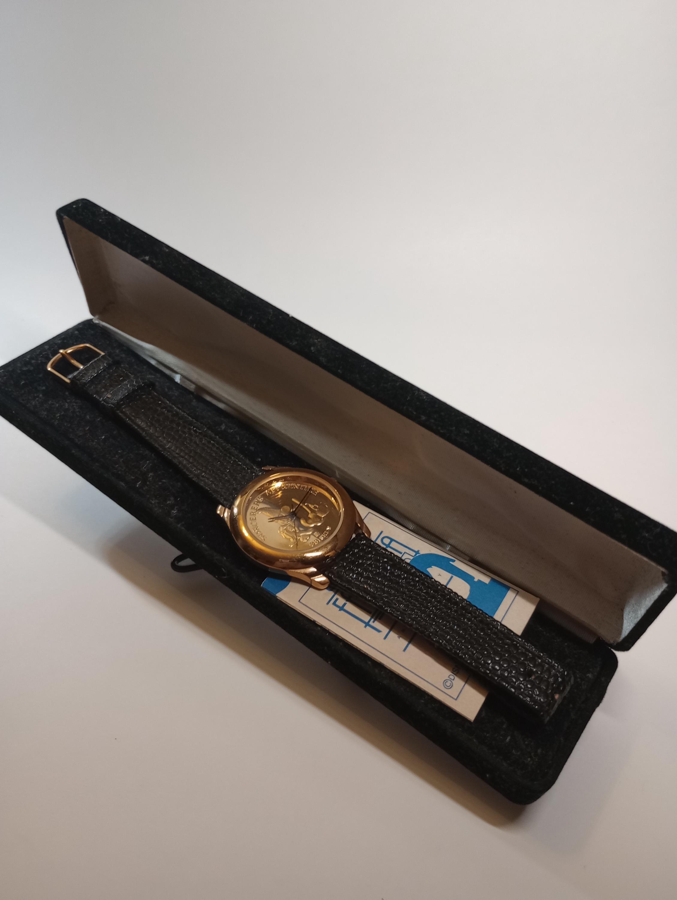 Disney Sorcerer Mickey Gold Tone Watch with Black Strap Never Used Disney Sorcerer main image 3