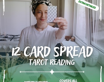 12 Card Spread Within 3 Hours Tarot Reading, Extra Detailed Same Hour Psychic Reading, Fast Tarot Reading, Love, Future, Career, Tarot Cards