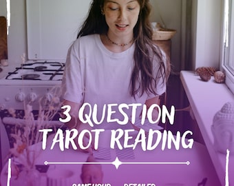 3 Fragen Tarot-Lesung, Tarotkarten-Lesung, Same Hour Tarot-Lesung, Same Hour Detaillierte Tarot-Lesung, Psychische Tarot-Lesung, Schnelles Tarot