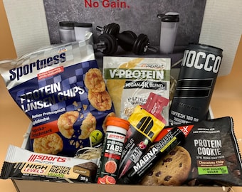 Caja de regalo de recuperación deportiva, vegana, gimnasio, kit de fitness, entrenamiento, proteína, snack, regalo para chicas o novio, alimentos para culturistas, personalizada