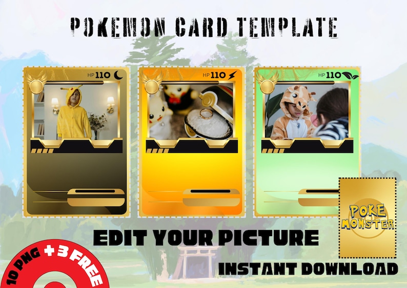 Custom Pokemon Card Digital Templates for Kids & Pets - DIY Trading ...