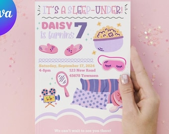 Sleep-Under Birthday Party Invitation Personalised | Kids Birthday | Girls