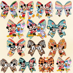 Disney Mickey Bow PNG Bundle, Couple Bows PNG, Digital Clipart Download, Sublimation Projects, Magic Kingdom PNG, Mickey And Minnie Bow Png
