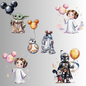 Star Wars Balloon PNG Bundle, Star Wars Birthday Digital Download, Darth Vader Grogu Balloons, Mickey Ears PNG, Star Wars Baloons, Birthday