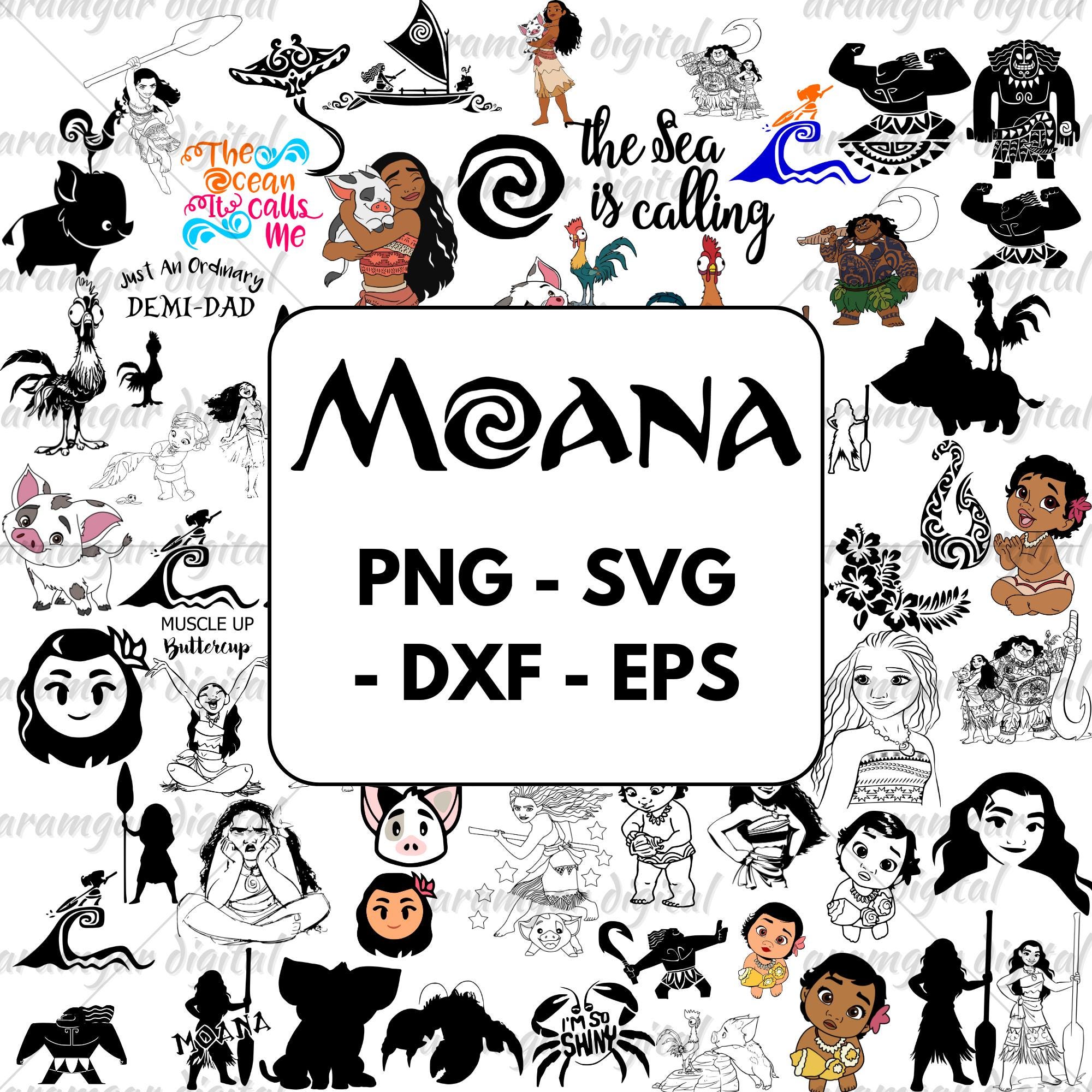 Moana SVG Bundle, Princess Svg for Shirts,  Moana Clipart, Moana Files for Cricut, Baby Moana Png, Moana Silhouette SVG, Disney Moana PNG