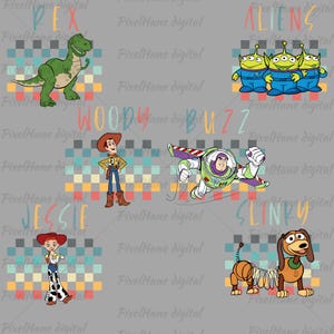 Toy Story Characters PNG, Toy Story Friends Clipart, Cartoon Digital Download, Toy Story Retro Style PNG, Instant Download
