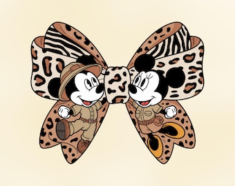 Safari Mickey Minnie Bow PNG Bundle: Animal Print (Digital Download)
