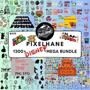 1300+ Disney Mega PNG SVG-Bundle, Star Wars, Mario, Autos, Belle PNG zwart, Dxf, Disney-Bundle, Magical Kingdom Bundle, Cartoon Mega Bundle