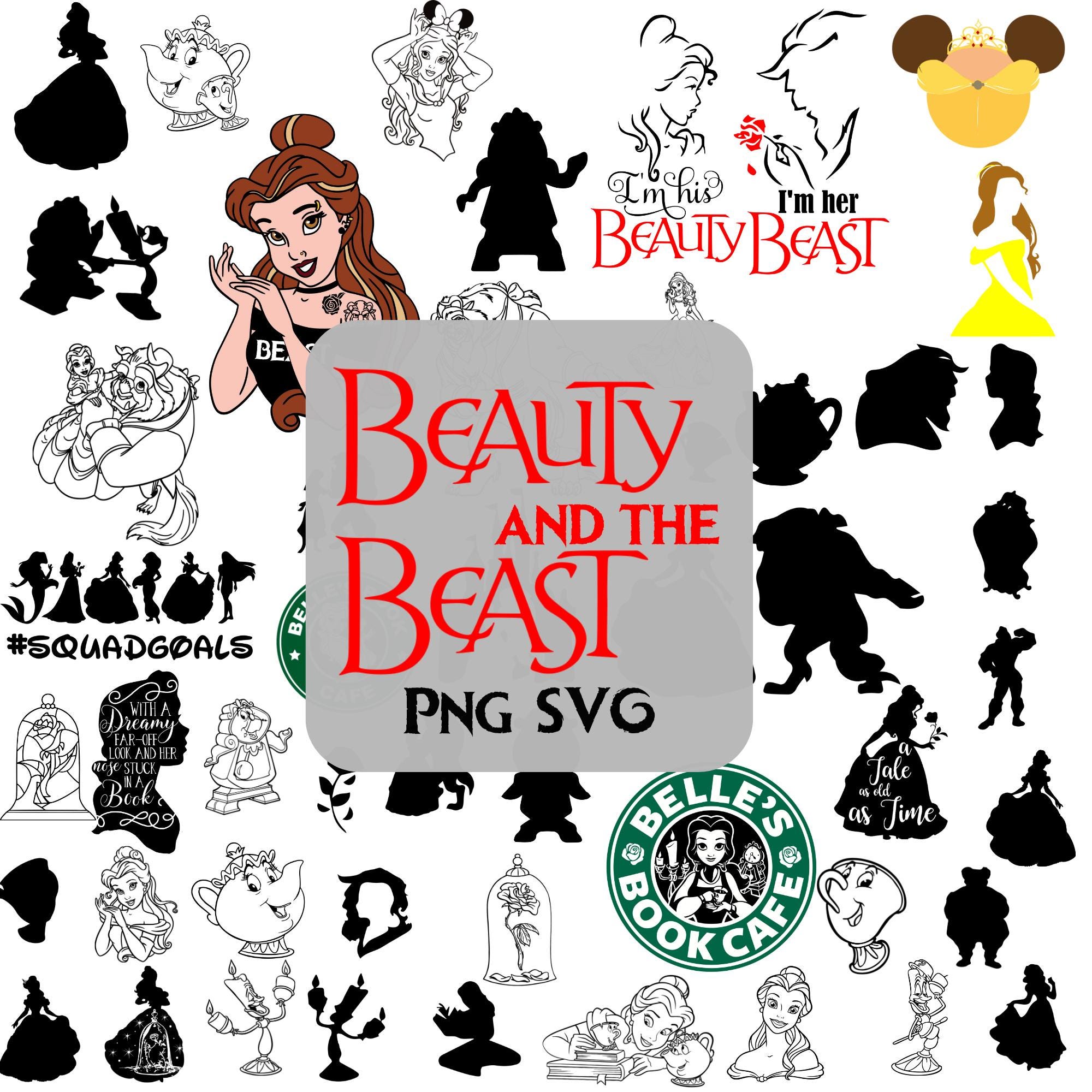 美女と野獣 SVG PNG バンドル: ベルのクリップアート、Cricut