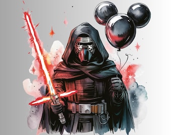 Paquete PNG de cumpleaños de Star Wars: Globos de Darth Vader (descarga digital)