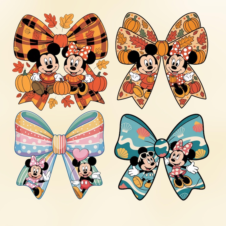 Mickey and Minnie Fall Bow PNG Bundle (digital Download) - Etsy