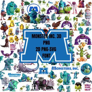 250+ Monsters Inc. Clipart Bundle, Monsters Fonts TTF, Monsters For Cricut,Monsters SVG, Characters, Instant Download,Monster University Png