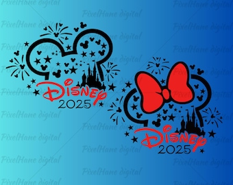 Mickey Ears PNG, Family Trip 2025 PNG, Castle Silhouette Clipart, Fireworks Mouse Head Digital Download