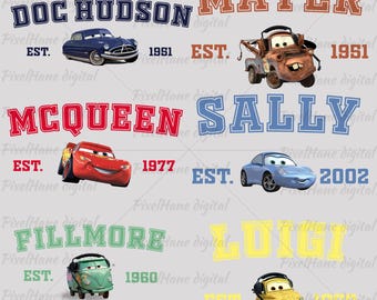 Cars Character PNG Clipart Bundle: Lightning McQueen, Mater (Instant Download)
