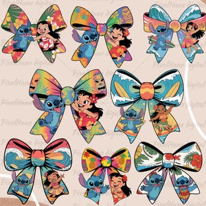 Lilo and Stitch Safari Bow PNG Bundle, Lilo Stitch Bow, Disney Liloo and Stitch Bow Bundle, Stitch and Lilo, Disney Safari Bow PNG Bundle