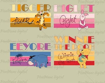 Winnie the Pooh PNG Clipart Bundle: Piglet, Tigger, Eeyore (Digital Download)