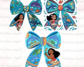 Moana Bow PNG Bundle, Princess Moana Bow Clipart, Digital PNG for Cricut, Disney Bow Bundle, Disney Princess Moana PNG, Island Girl Moana