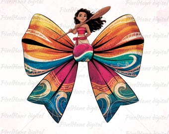 Moana Princess PNG Clipart Bundle: Tropical Bows (Digital Download)