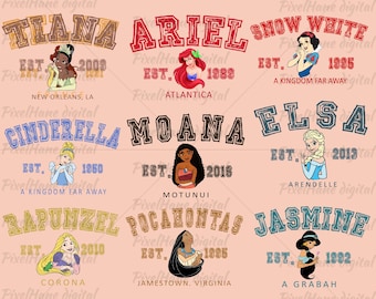 Disney Princess College Logo PNG, Princess Vintage Logo Clipart, Retro College Style PNG, Princess Digital Download, Instant Download