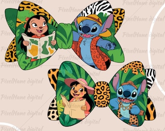 Lilo and Stitch Safari Bow PNG Bundle: Jungle Explorer (Digital Download)
