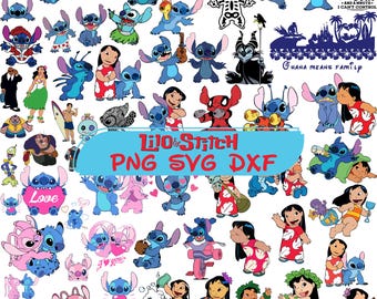 Lilo & Stitch SVG Bundle, Pastel Clipart (png, svg, dxf)