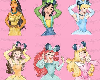 Disney Princess Mickey Ears PNG Clipart Bundle (Digital Download)