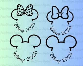 Mickey Mouse Ears PNG: Family Vacation 2025 Clipart (Digital Download)